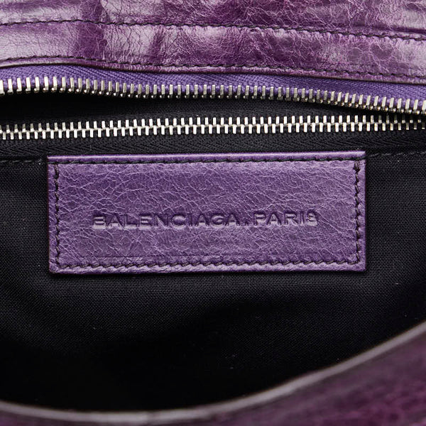 バレンシアガ シティ ハンドバッグ ショルダーバッグ 2WAY 115748 パープル ネイビー レザー フェルト レディース BALENCIAGA 【中古】