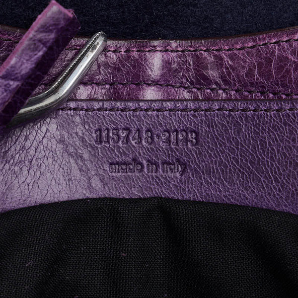 バレンシアガ シティ ハンドバッグ ショルダーバッグ 2WAY 115748 パープル ネイビー レザー フェルト レディース BALENCIAGA 【中古】