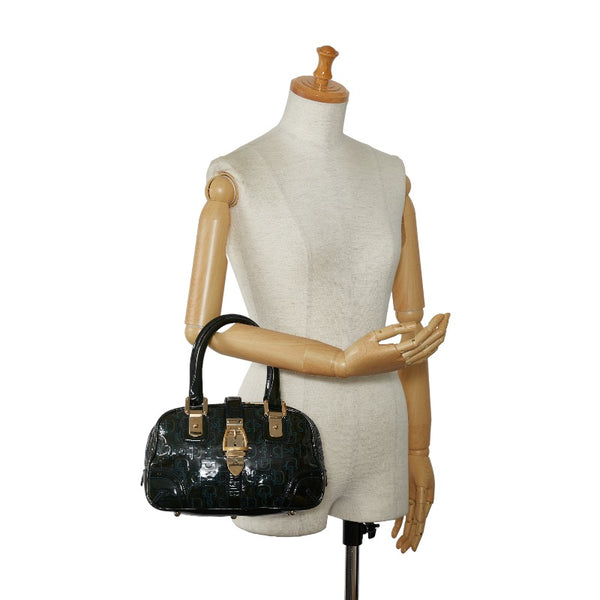 グッチ ホースビット ハンドバッグ 145772 グリーン エナメル レディース GUCCI 【中古】