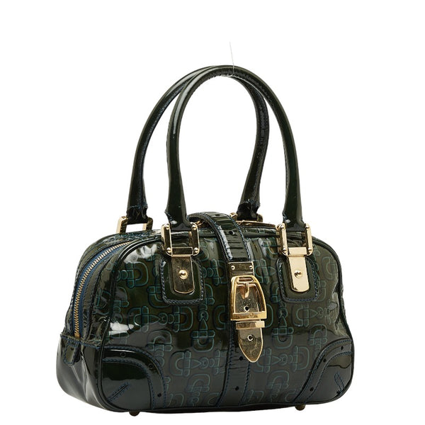 グッチ ホースビット ハンドバッグ 145772 グリーン エナメル レディース GUCCI 【中古】