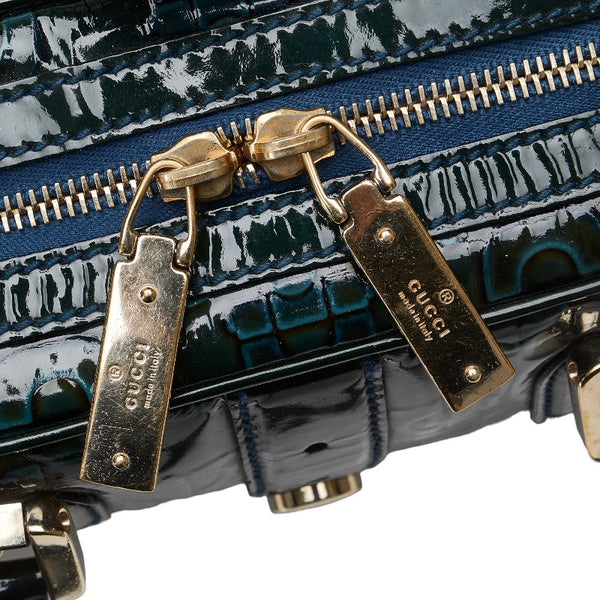 グッチ ホースビット ハンドバッグ 145772 グリーン エナメル レディース GUCCI 【中古】