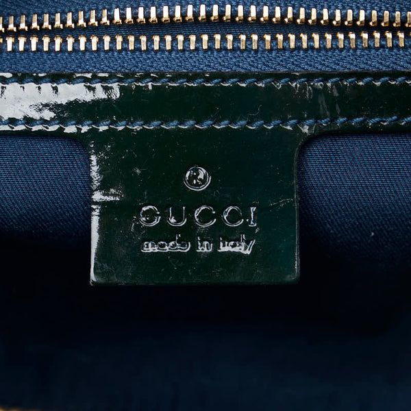 グッチ ホースビット ハンドバッグ 145772 グリーン エナメル レディース GUCCI 【中古】