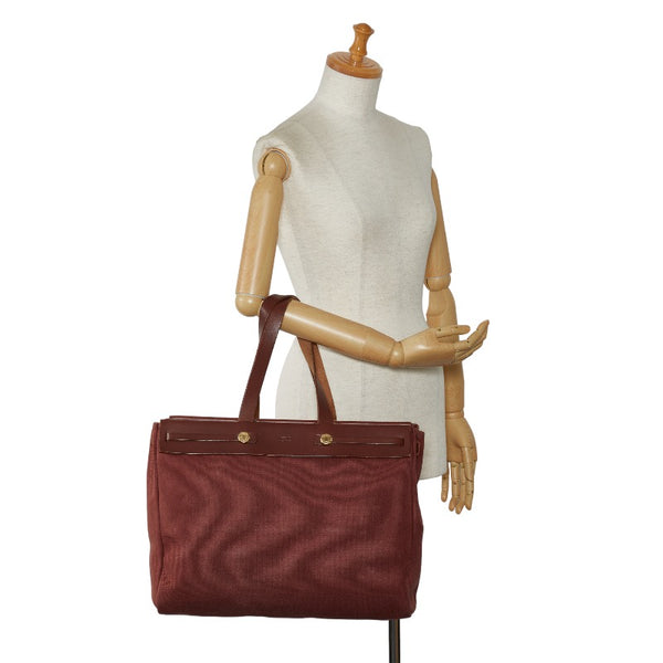 エルメス エールバッグ カバスGM ハンドバッグ トートバッグ ブラウン キャンバス レザー レディース HERMES 【中古】