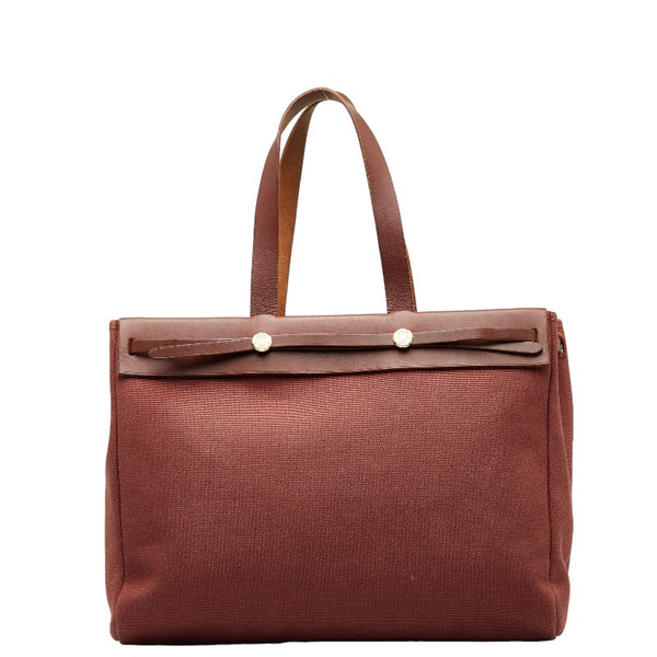 エルメス エールバッグ カバスGM ハンドバッグ トートバッグ ブラウン キャンバス レザー レディース HERMES 【中古】