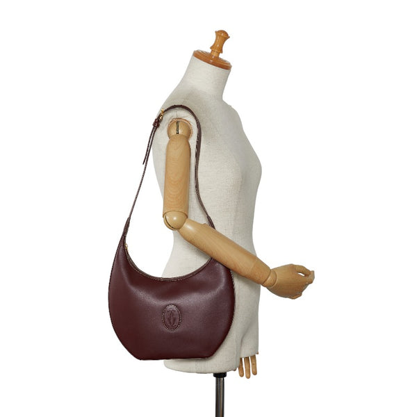 カルティエ マストライン ハンドバッグ ワンショルダーバッグ ワインレッド レザー レディース CARTIER 【中古】