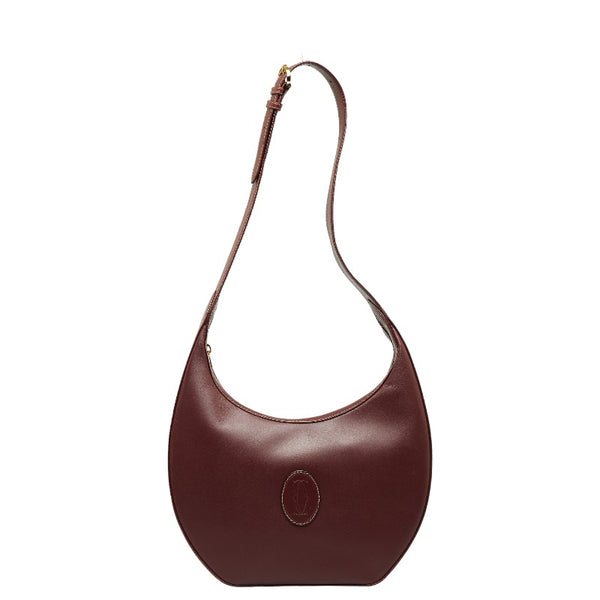 カルティエ マストライン ハンドバッグ ワンショルダーバッグ ワインレッド レザー レディース CARTIER 【中古】