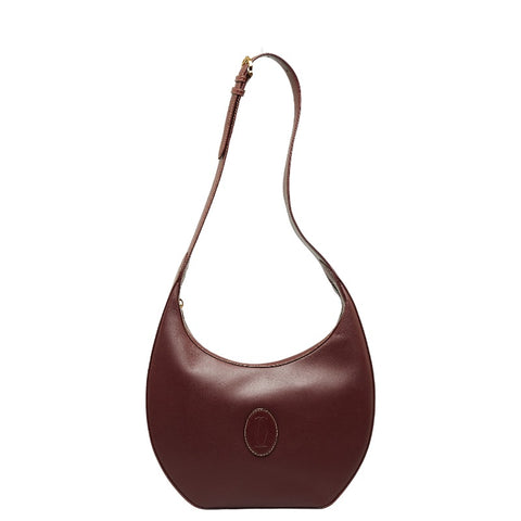 カルティエ マストライン ハンドバッグ ワンショルダーバッグ ワインレッド レザー レディース CARTIER 【中古】