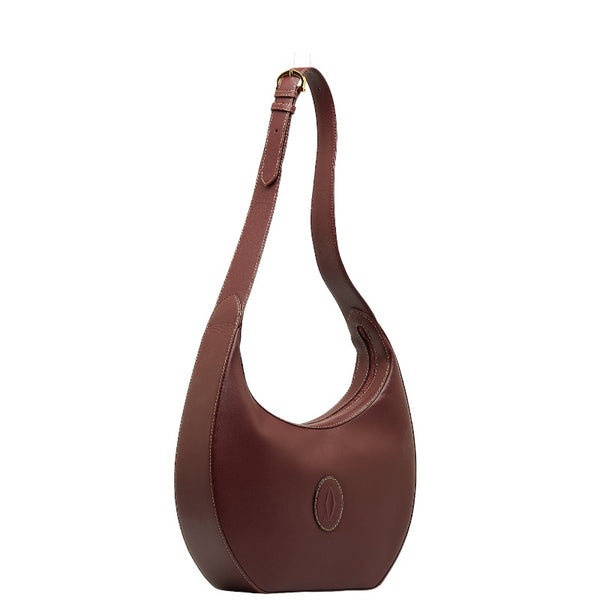 カルティエ マストライン ハンドバッグ ワンショルダーバッグ ワインレッド レザー レディース CARTIER 【中古】