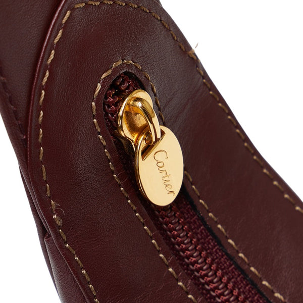 カルティエ マストライン ハンドバッグ ワンショルダーバッグ ワインレッド レザー レディース CARTIER 【中古】