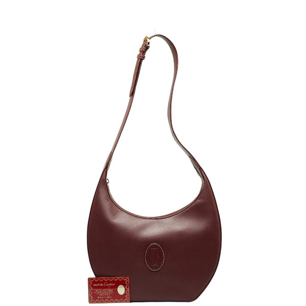 カルティエ マストライン ハンドバッグ ワンショルダーバッグ ワインレッド レザー レディース CARTIER 【中古】