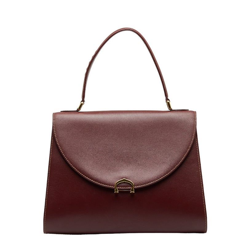 カルティエ マストライン ハンドバッグ ボルドー レザー レディース CARTIER 【中古】