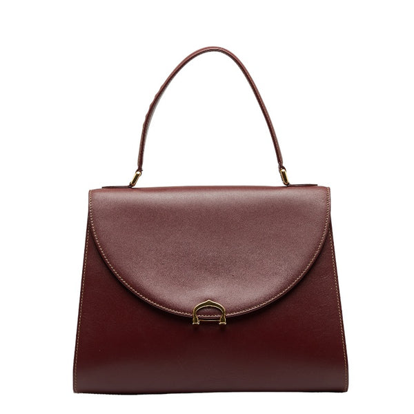 カルティエ マストライン ハンドバッグ ボルドー レザー レディース CARTIER 【中古】