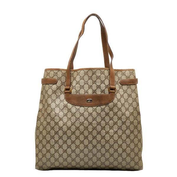 グッチ オールド GGスプリーム ハンドバッグ トートバッグ 39 02 061 ベージュ PVC レザー レディース GUCCI 【中古】