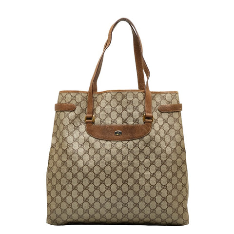 グッチ オールド GGスプリーム ハンドバッグ トートバッグ 39 02 061 ベージュ PVC レザー レディース GUCCI 【中古】