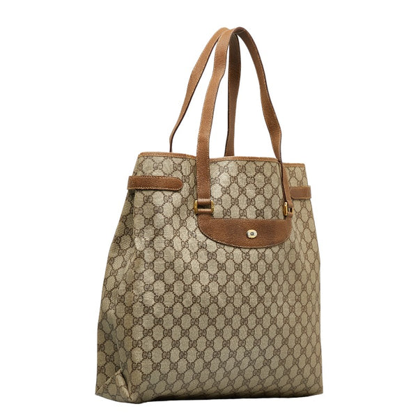 グッチ オールド GGスプリーム ハンドバッグ トートバッグ 39 02 061 ベージュ PVC レザー レディース GUCCI 【中古】