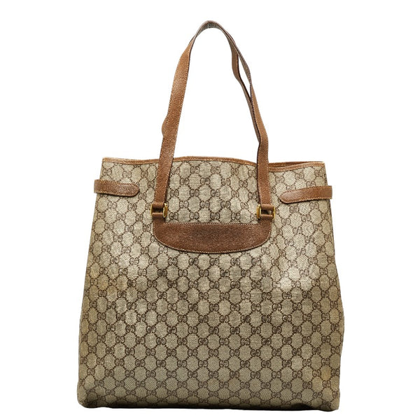 グッチ オールド GGスプリーム ハンドバッグ トートバッグ 39 02 061 ベージュ PVC レザー レディース GUCCI 【中古】