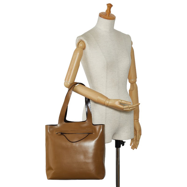 プラダ トートバッグ ショルダーバッグ ブラウン レザー  PRADA 【中古】