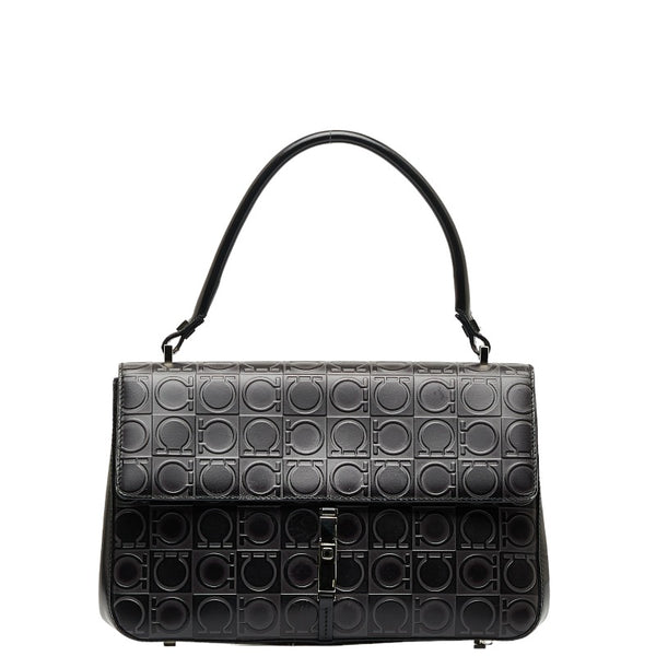 サルヴァトーレフェラガモ ガンチーニ ハンドバッグ DY-21 1258 ブラック レザー レディース Salvatore Ferragamo 【中古】