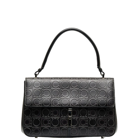 サルヴァトーレフェラガモ ガンチーニ ハンドバッグ DY-21 1258 ブラック レザー レディース Salvatore Ferragamo 【中古】