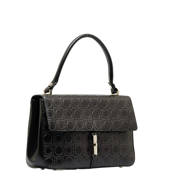 サルヴァトーレフェラガモ ガンチーニ ハンドバッグ DY-21 1258 ブラック レザー レディース Salvatore Ferragamo 【中古】