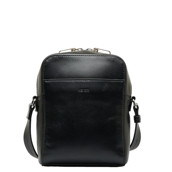 ケンゾー ロゴ 斜め掛け ショルダーバッグ ブラック レザー レディース KENZO 【中古】