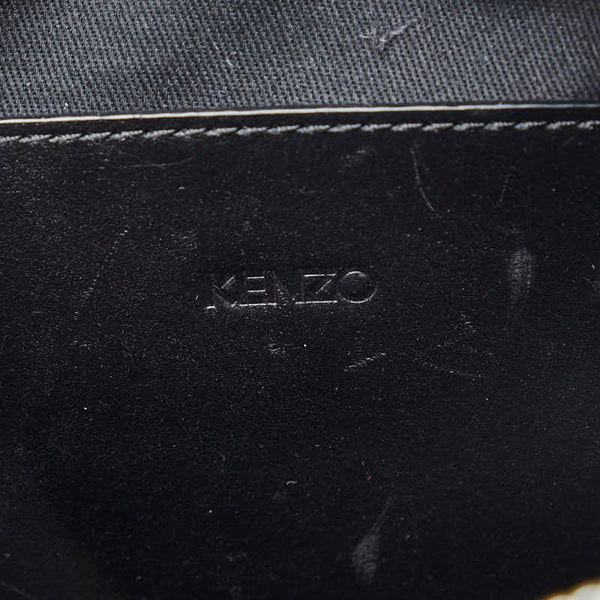 ケンゾー ロゴ 斜め掛け ショルダーバッグ ブラック レザー レディース KENZO 【中古】