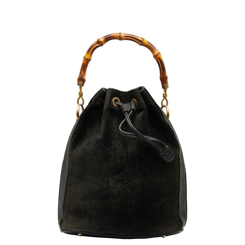 グッチ バンブー ハンドバッグ 001 2865 ブラック スウェード レザー レディース GUCCI 【中古】