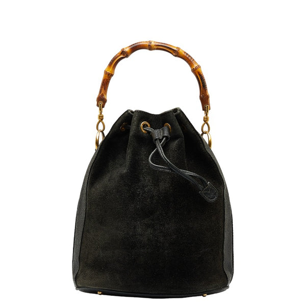 グッチ バンブー ハンドバッグ 001 2865 ブラック スウェード レザー レディース GUCCI 【中古】