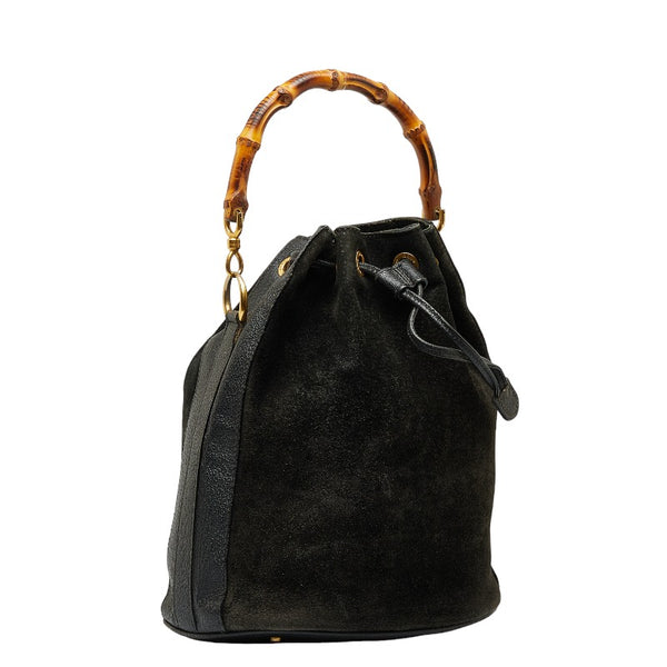 グッチ バンブー ハンドバッグ 001 2865 ブラック スウェード レザー レディース GUCCI 【中古】