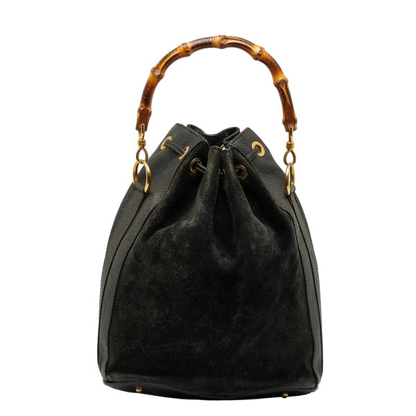 グッチ バンブー ハンドバッグ 001 2865 ブラック スウェード レザー レディース GUCCI 【中古】