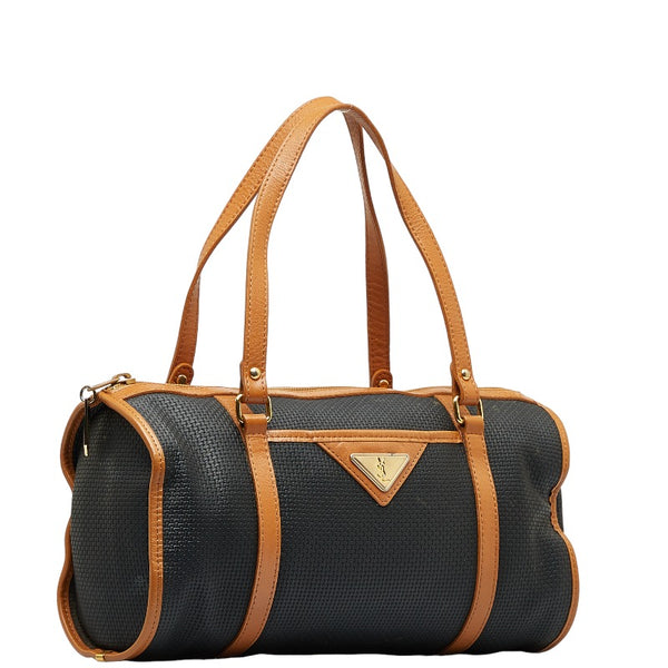 サンローラン ハンドバッグ ミニボストンバッグ ネイビー ブラウン PVC レザー レディース SAINT LAURENT 【中古】