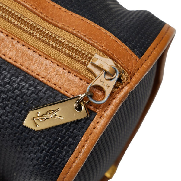 サンローラン ハンドバッグ ミニボストンバッグ ネイビー ブラウン PVC レザー レディース SAINT LAURENT 【中古】