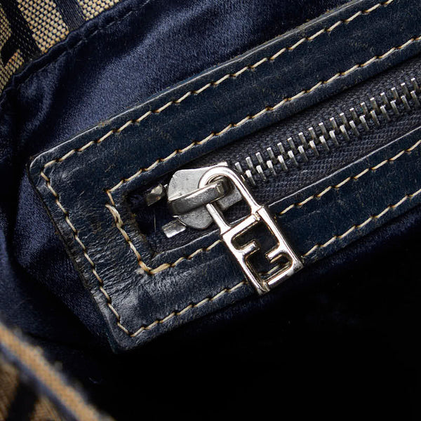 フェンディ ズッキーノ ハンドバッグ ベージュ ネイビー キャンバス レザー レディース FENDI 【中古】