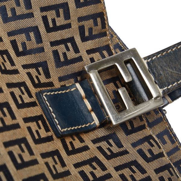 フェンディ ズッキーノ ハンドバッグ ベージュ ネイビー キャンバス レザー レディース FENDI 【中古】