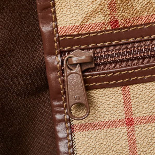 バーバリー ノバチェック シャドーホース ボストンバッグ ショルダーバッグ 2WAY ベージュ ブラウン PVC レザー メンズ BURBERRY 【中古】