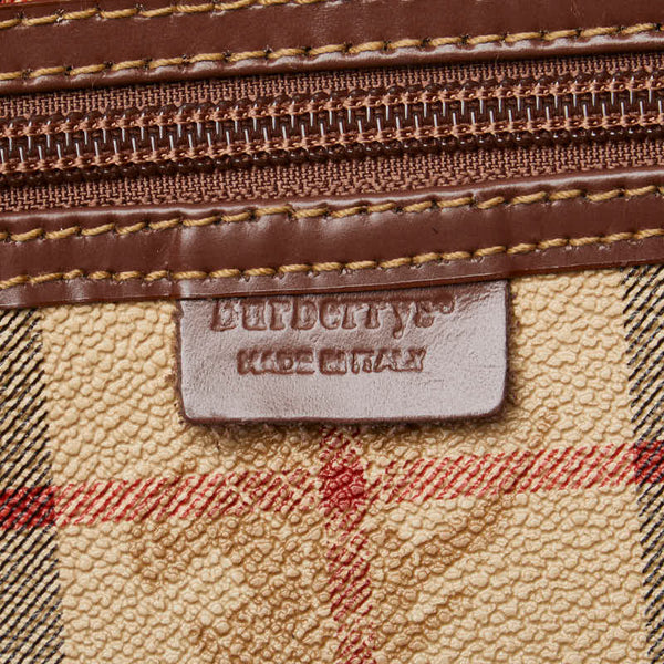 バーバリー ノバチェック シャドーホース ボストンバッグ ショルダーバッグ 2WAY ベージュ ブラウン PVC レザー メンズ BURBERRY 【中古】