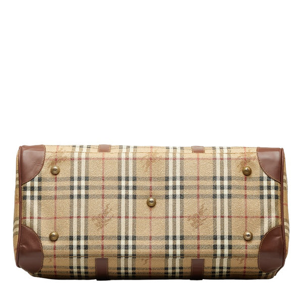 バーバリー ノバチェック シャドーホース ボストンバッグ ショルダーバッグ 2WAY ベージュ ブラウン PVC レザー メンズ BURBERRY 【中古】
