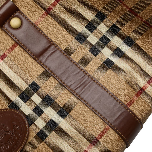 バーバリー ノバチェック シャドーホース ボストンバッグ ショルダーバッグ 2WAY ベージュ ブラウン PVC レザー メンズ BURBERRY 【中古】