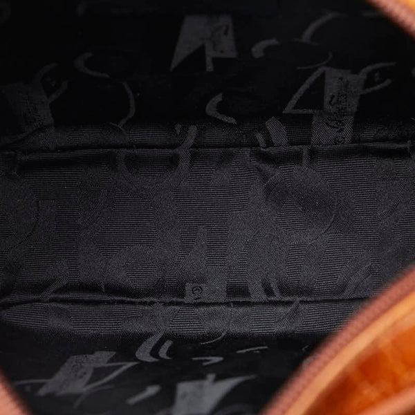 サルヴァトーレフェラガモ ヴァラ クロコ型押し 斜め掛け ショルダーバッグ  A21 6677 ブラウン レザー レディース Salvatore Ferragamo 【中古】