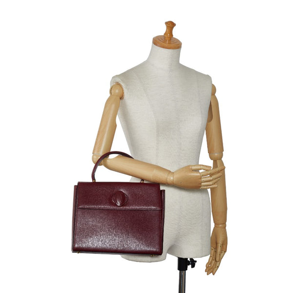カルティエ マストライン ハンドバッグ ボルドー レザー レディース CARTIER 【中古】