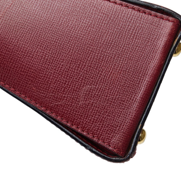 カルティエ マストライン ハンドバッグ ボルドー レザー レディース CARTIER 【中古】