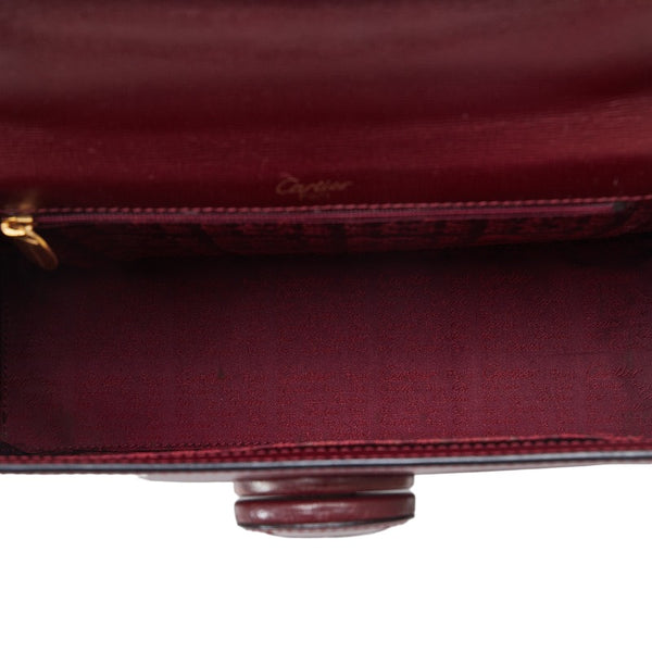 カルティエ マストライン ハンドバッグ ボルドー レザー レディース CARTIER 【中古】