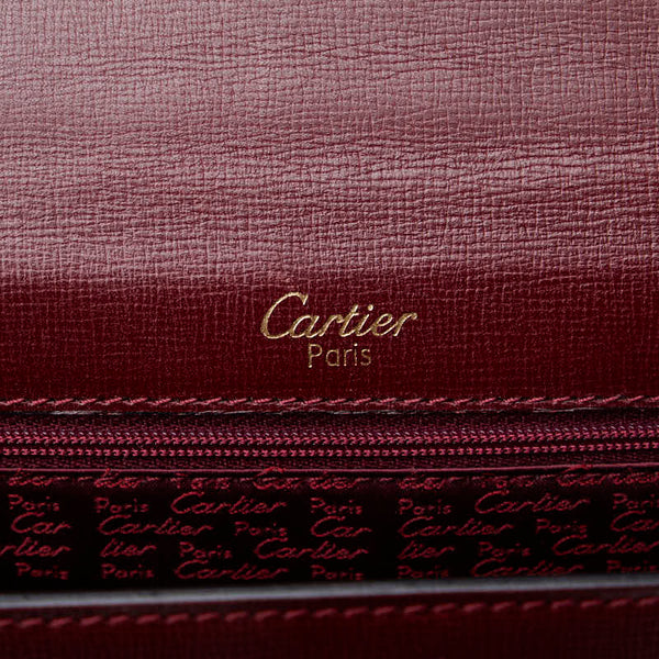 カルティエ マストライン ハンドバッグ ボルドー レザー レディース CARTIER 【中古】