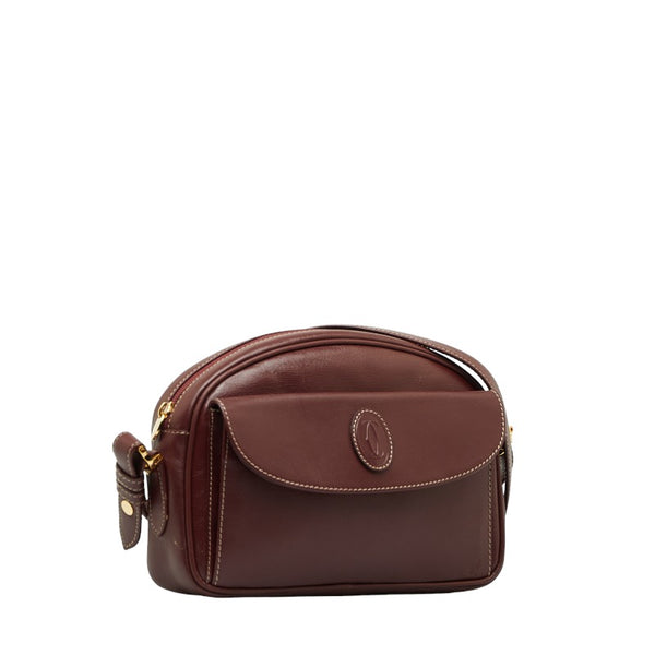 カルティエ マストライン 斜め掛け ショルダーバッグ ボルドー レザー レディース CARTIER 【中古】