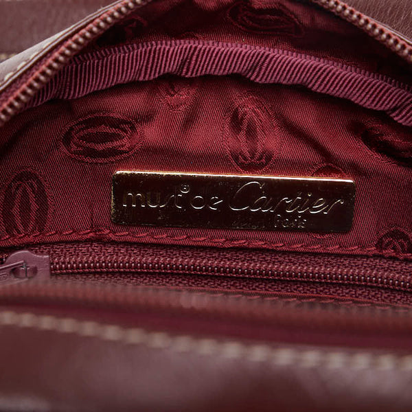 カルティエ マストライン 斜め掛け ショルダーバッグ ボルドー レザー レディース CARTIER 【中古】