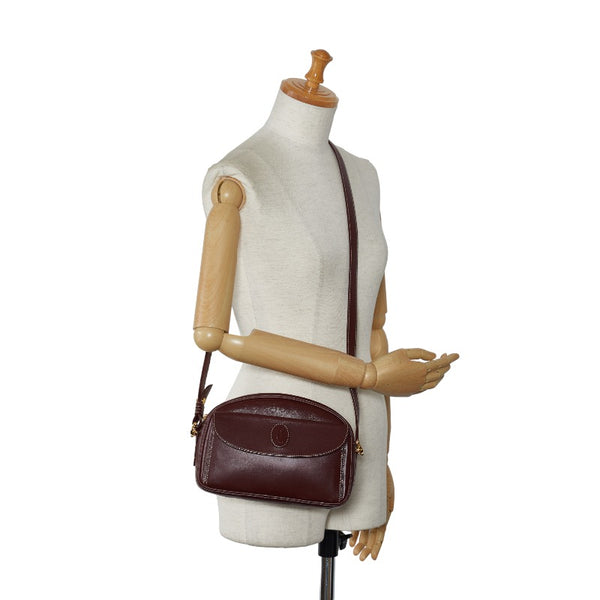 カルティエ マストライン 斜め掛け ショルダーバッグ ボルドー レザー レディース CARTIER 【中古】