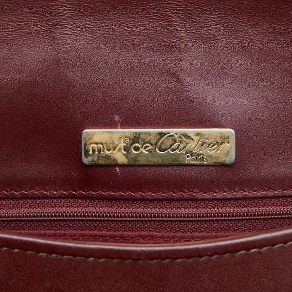 カルティエ マストライン ワンショルダーバッグ ボルドー ワインレッド レザー レディース CARTIER 【中古】