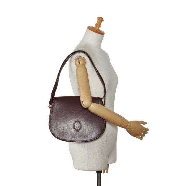 カルティエ マストライン ワンショルダーバッグ ボルドー ワインレッド レザー レディース CARTIER 【中古】