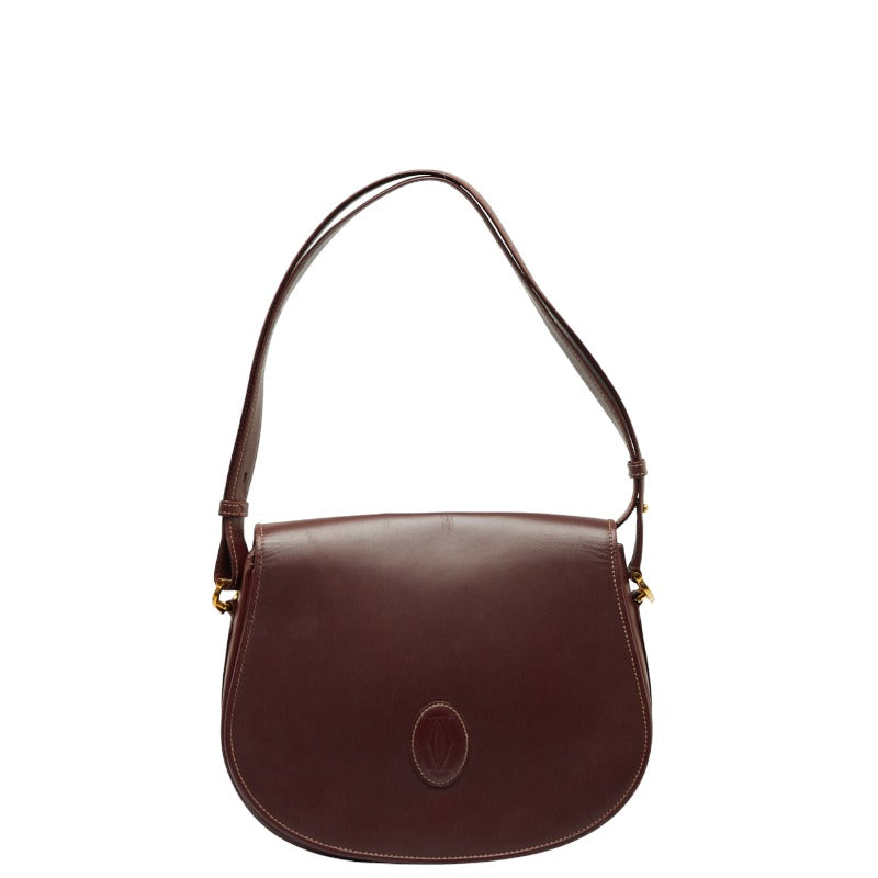 カルティエ マストライン ワンショルダーバッグ ボルドー ワインレッド レザー レディース CARTIER 【中古】