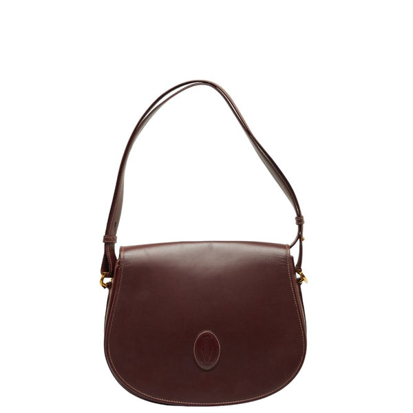 カルティエ マストライン ワンショルダーバッグ ボルドー ワインレッド レザー レディース CARTIER 【中古】